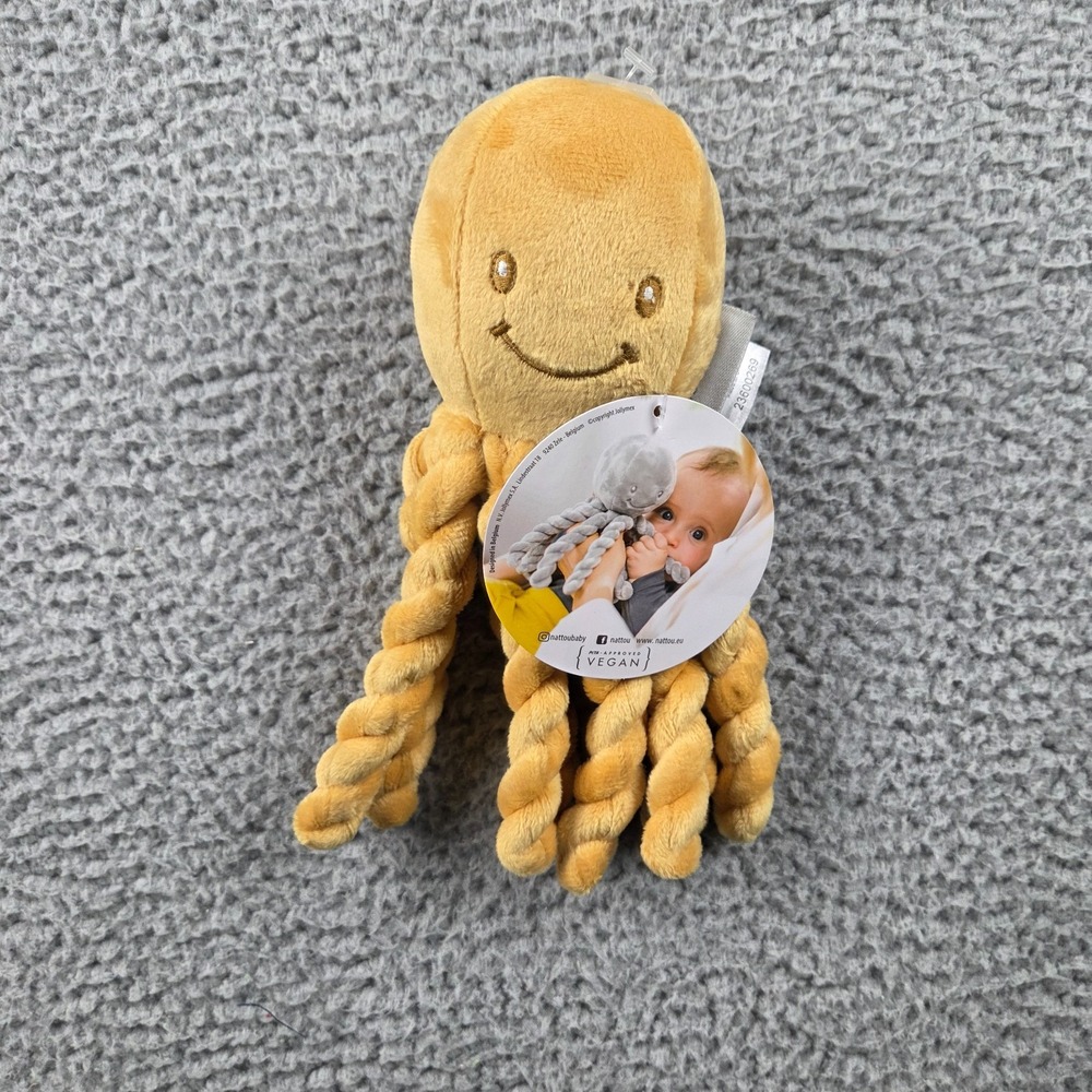 Nattou Lapidou‎ Octopus Plush Stuffed Animal Baby Toy Yellow - NEW